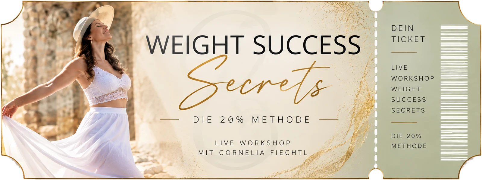 Ticket Weight Success Secrets: Die 20% Methode, Live Workshop mit Cornelia Fiechtl